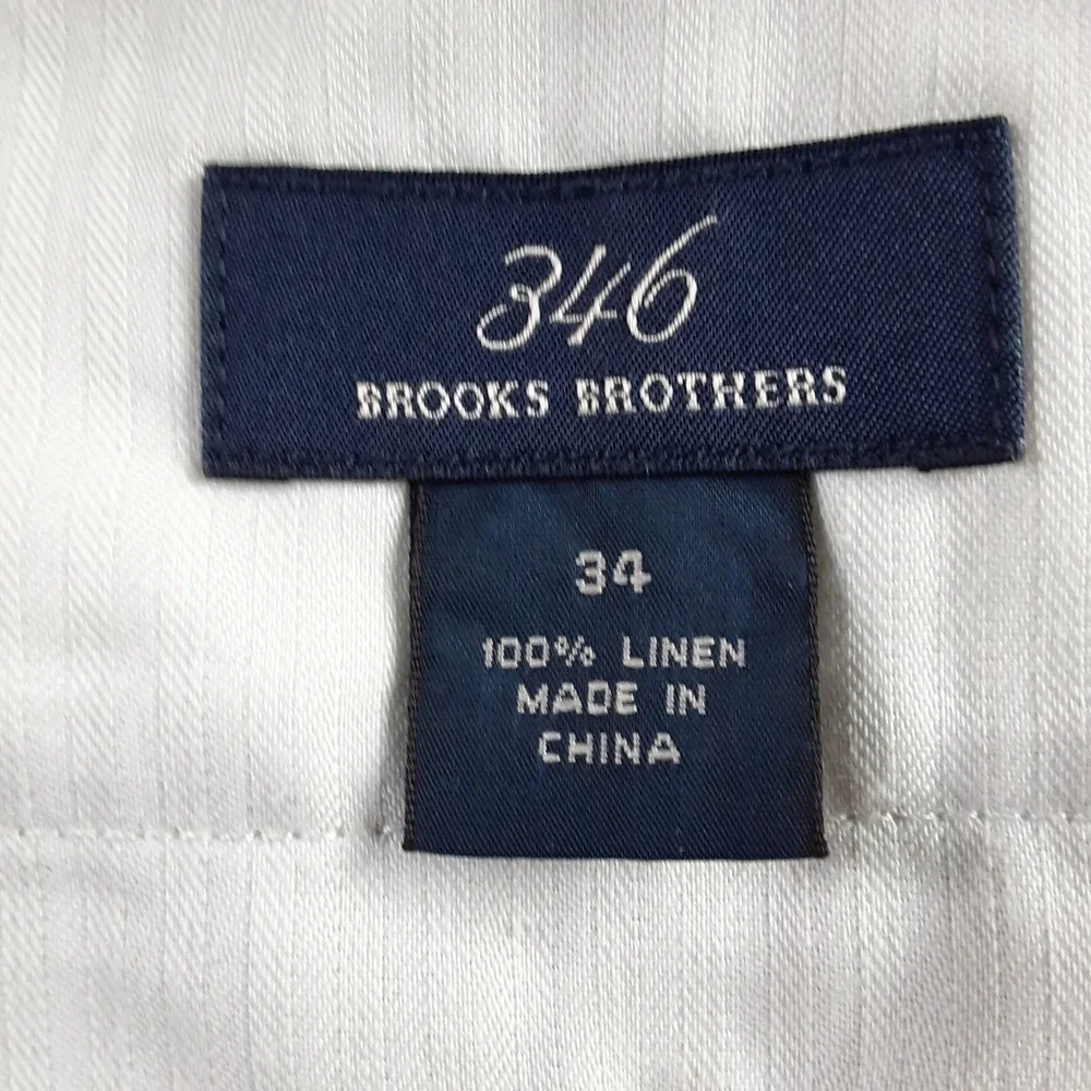 Brooks Brothers 346 Mens 34 Linen Pleated Shorts Beige Oatmeal Classic